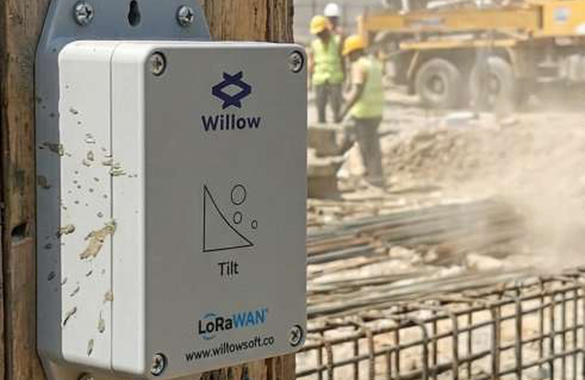 Tilt sensor installed at a construction or infrastructure site.